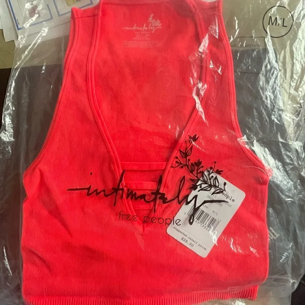 NWTs Free People Intimately Strapped In Brami in Neon Pink